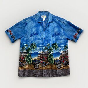 Vintage 90s KY’s Hawaiian Motorcycle Button Up Shirt Made In USA Beach Read*